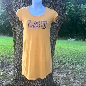 LSU TIGERS LOUISIANA STATE UNIVERSITY NIGHTGOWN CAP SLEEVE METALLIC GUC